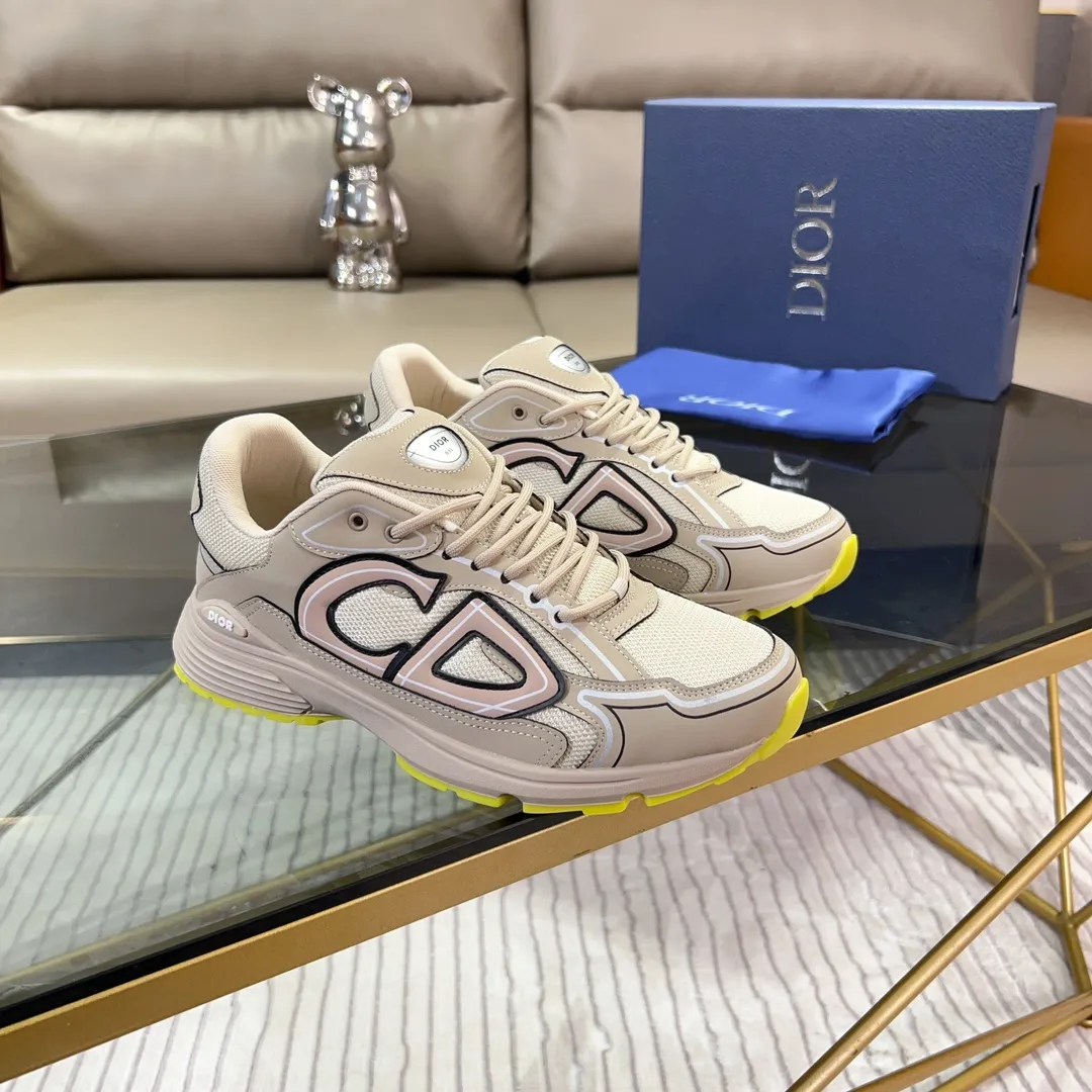 Men's Shoes💰P460💰【DIOR】Dior's new B30 low-top sneakers✅ are carefully made of gray mesh fabric and white technical fabric, decorated with reflective "CD30" graphic logo, and "DIO~B30" and "CD30" logos on the heel and tongue. An extra-light, sculpted rubber sole with signature accents adds style, while internal stretch details create ideal comfort. It can be matched with various casual styles to show a fashionable and modern sports style. Code number: 38-44 (45 can be customized)